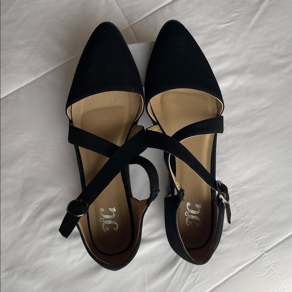 Black Strappy Flats
